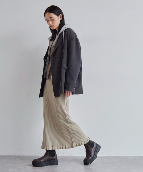 VIS（ビス）の「【SET】ビスチェセット裾ミニフリルリブニットワンピース（ワンピース・レディース・ベージュ/ブラウン/ブラック系その他・FREE）」の12枚目の写真