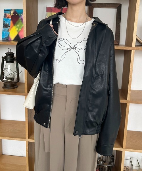 【セール】ヴィンテージライクオーバーサイズブルゾン（ブルゾン）｜Rejoule（リジュール）