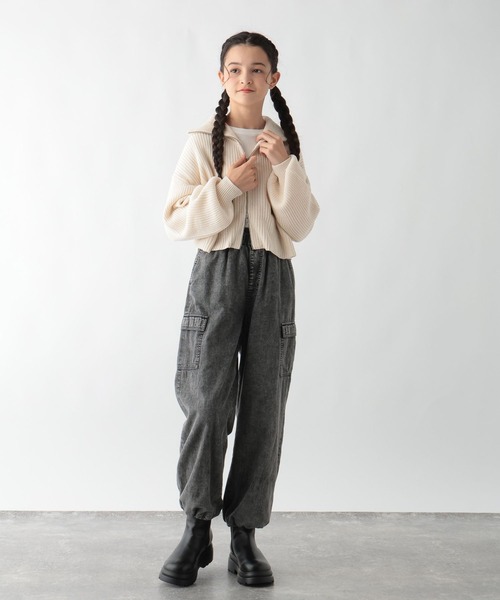 GLOBAL WORK(グローバルワーク)の「洗えるダブルZIPニット/152632(ニット/セーター・キッズ・アイボリー/グレー・130cm/140cm/150cm/160cm)」の4枚目の写真