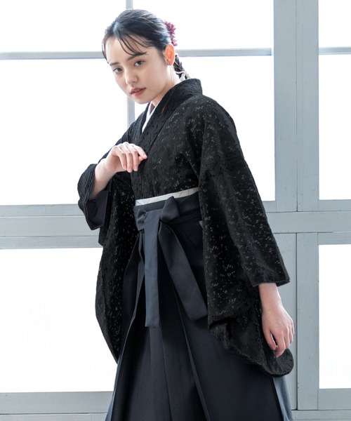 [SOUBIEN] 着物＆袴（袴試着のみ・襦袢クリーニング済）160-170㎝ レース生地が優美なレディース袴4点セット （着物・襦袢・下帯・袴