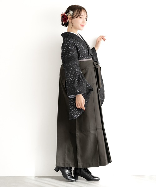 レース生地が優美なレディース袴4点セット （着物・襦袢・下帯