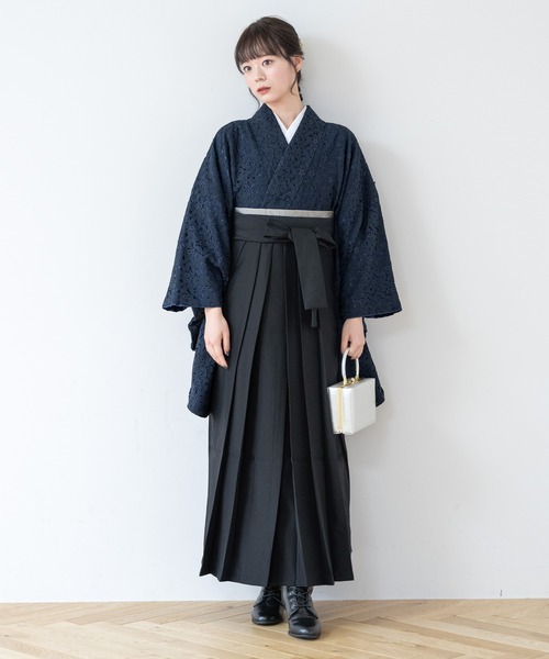SOUBIEN（ソウビエン）の「レース生地が優美なレディース袴4点セット （着物・襦袢・下帯・袴）（着物・レディース・ネイビー系/グレー系その他/ブラック系3/ピンク系/ブラック系/ブラック系1/ブラック系2・M/S/SS/LL/L）」の11枚目の写真