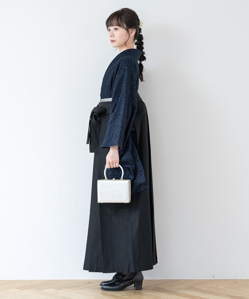 SOUBIEN（ソウビエン）の「レース生地が優美なレディース袴4点セット （着物・襦袢・下帯・袴）（着物・レディース・ネイビー系/グレー系その他/ブラック系3/ピンク系/ブラック系/ブラック系1/ブラック系2・M/S/SS/LL/L）」の12枚目の写真