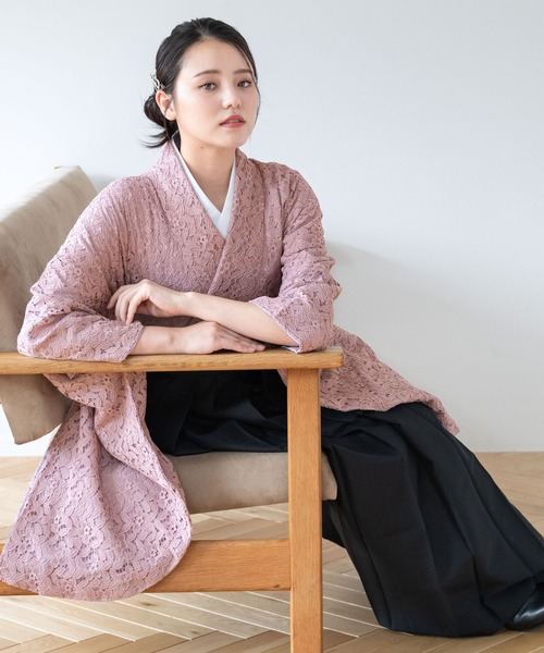 SOUBIEN（ソウビエン）の「レース生地が優美なレディース袴4点セット （着物・襦袢・下帯・袴）（着物・レディース・ネイビー系/グレー系その他/ブラック系3/ピンク系/ブラック系/ブラック系1/ブラック系2・M/S/SS/LL/L）」の17枚目の写真