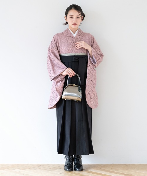 SOUBIEN（ソウビエン）の「レース生地が優美なレディース袴4点セット （着物・襦袢・下帯・袴）（着物・レディース・ネイビー系/グレー系その他/ブラック系3/ピンク系/ブラック系/ブラック系1/ブラック系2・M/S/SS/LL/L）」の18枚目の写真