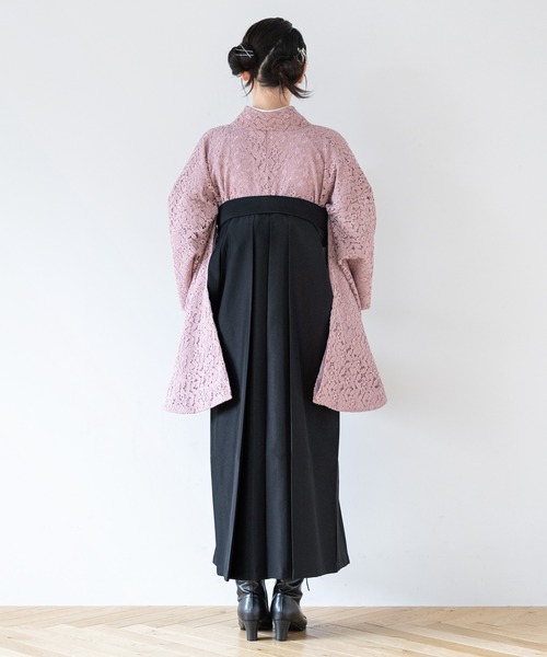 SOUBIEN（ソウビエン）の「レース生地が優美なレディース袴4点セット （着物・襦袢・下帯・袴）（着物・レディース・ネイビー系/グレー系その他/ブラック系3/ピンク系/ブラック系/ブラック系1/ブラック系2・M/S/SS/LL/L）」の20枚目の写真