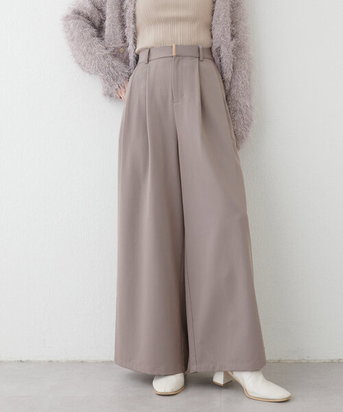 natural couture(ナチュラルクチュール)の「osonoゴールドバー付きタックワイドパンツ(その他パンツ・レディース・モカ/ブラック/グレイッシュベージュ・MEDIUM/LARGE)」の14枚目の写真