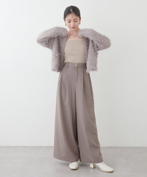 natural couture(ナチュラルクチュール)の「osonoゴールドバー付きタックワイドパンツ(その他パンツ・レディース・モカ/ブラック/グレイッシュベージュ・MEDIUM/LARGE)」の18枚目の写真