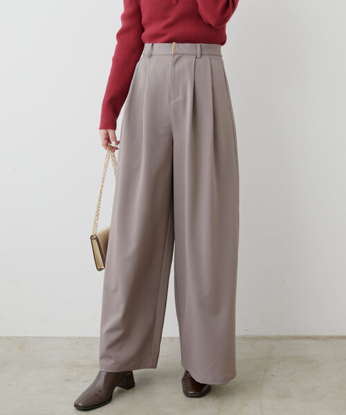 natural couture(ナチュラルクチュール)の「osonoゴールドバー付きタックワイドパンツ(その他パンツ・レディース・モカ/ブラック/グレイッシュベージュ・MEDIUM/LARGE)」の20枚目の写真