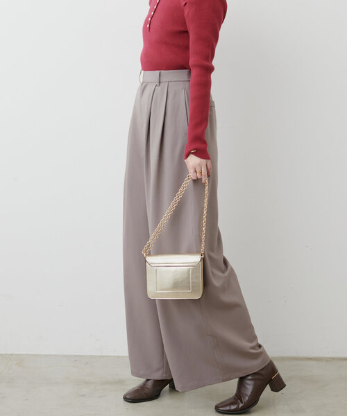 natural couture(ナチュラルクチュール)の「osonoゴールドバー付きタックワイドパンツ(その他パンツ・レディース・モカ/ブラック/グレイッシュベージュ・MEDIUM/LARGE)」の21枚目の写真