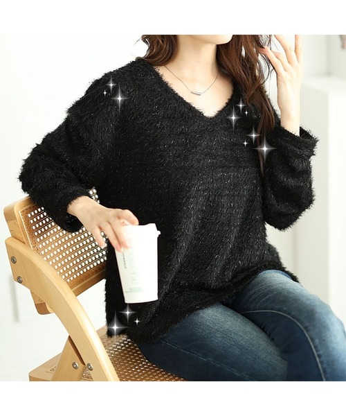 ラメシャギーVネックニット（ニット/セーター）｜GOLDJAPAN（ゴールドジャパン）