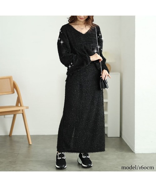 ラメシャギーVネックニット（ニット/セーター）｜GOLDJAPAN（ゴールドジャパン）