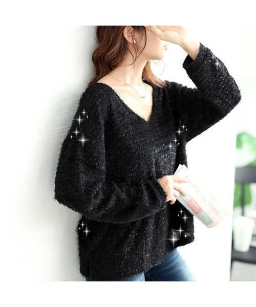 ラメシャギーVネックニット（ニット/セーター）｜GOLDJAPAN（ゴールドジャパン）