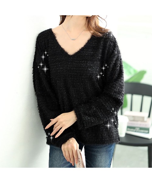 ラメシャギーVネックニット（ニット/セーター）｜GOLDJAPAN（ゴールドジャパン）