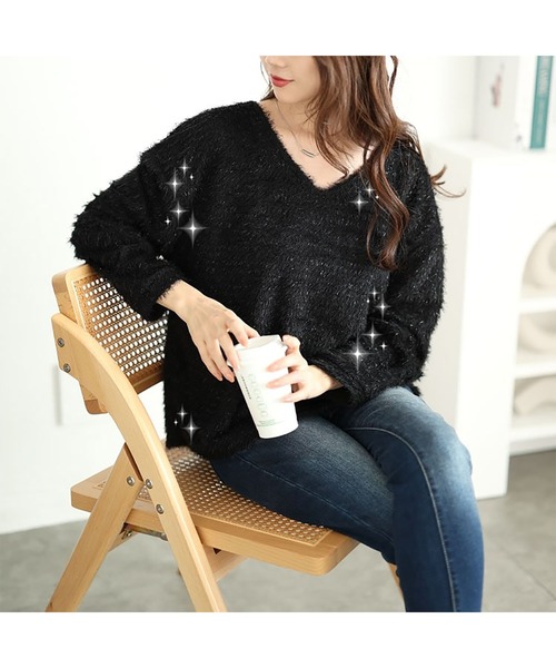 ラメシャギーVネックニット（ニット/セーター）｜GOLDJAPAN（ゴールドジャパン）