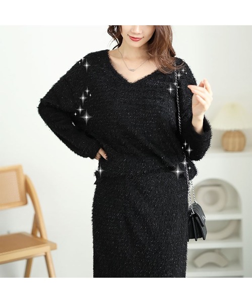 ラメシャギーVネックニット（ニット/セーター）｜GOLDJAPAN（ゴールドジャパン）