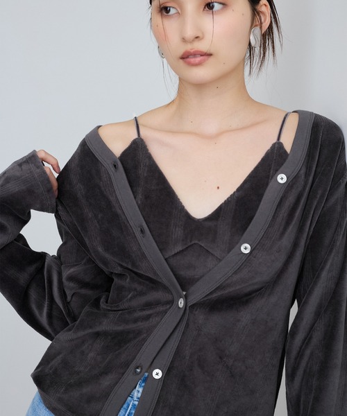 MILLER（ミラー）の「【Miller】VIS別注モデルベロアルームブラ【洗える】（キャミソール・レディース・レッド系その他/ライトグレー/オフホワイト・FREE）」の4枚目の写真