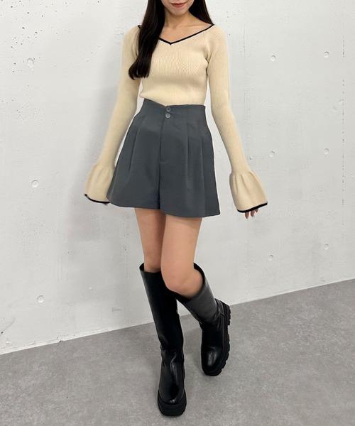 archives（アルシーヴ）の「ハイウエストタックショートパンツ（その他パンツ・レディース・ブラック/アイボリー/グレー・MEDIUM）」の9枚目の写真