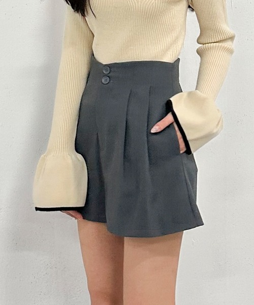 archives（アルシーヴ）の「ハイウエストタックショートパンツ（その他パンツ・レディース・ブラック/アイボリー/グレー・MEDIUM）」の5枚目の写真