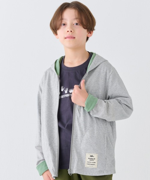 KRIFF MAYER Kid's Collection（クリフメイヤーキッズコレクション）の「UVカットさらパーカー（パーカー・キッズ・サックスブルー/グレー/グレイッシュベージュ/マスタード/チャコール/ライトグリーン・150/140/130/120/170/160）」の21枚目の写真