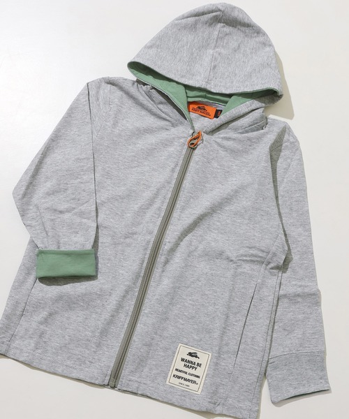 KRIFF MAYER Kid's Collection（クリフメイヤーキッズコレクション）の「UVカットさらパーカー（パーカー・キッズ・サックスブルー/グレー/グレイッシュベージュ/マスタード/チャコール/ライトグリーン・150/140/130/120/170/160）」の14枚目の写真