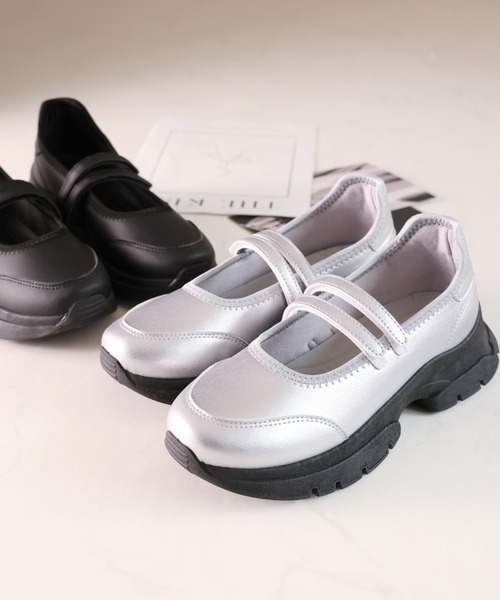 VIVIAN（ヴィヴィアン）の「厚底ダブルストラップスニーカー（ドレスシューズ・レディース・ブラック/シルバー・LL/S/M/L）」の3枚目の写真