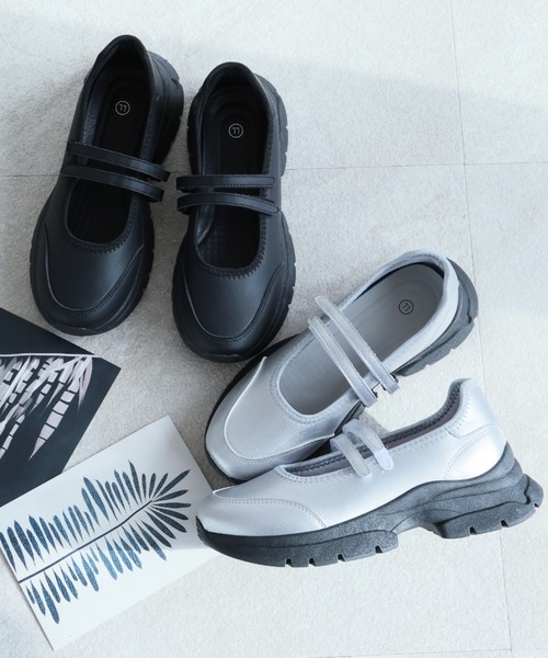 VIVIAN（ヴィヴィアン）の「厚底ダブルストラップスニーカー（ドレスシューズ・レディース・ブラック/シルバー・LL/S/M/L）」の4枚目の写真