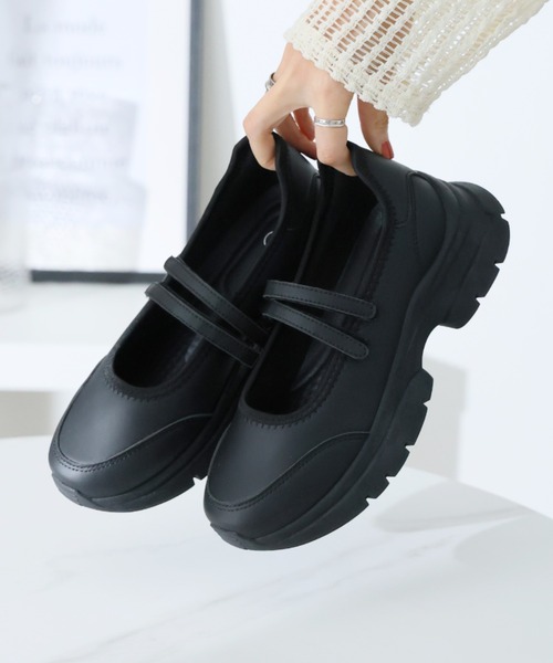 VIVIAN（ヴィヴィアン）の「厚底ダブルストラップスニーカー（ドレスシューズ・レディース・ブラック/シルバー・LL/S/M/L）」の6枚目の写真