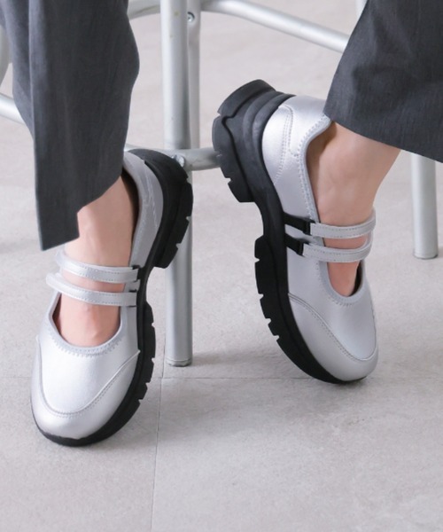 VIVIAN（ヴィヴィアン）の「厚底ダブルストラップスニーカー（ドレスシューズ・レディース・ブラック/シルバー・LL/S/M/L）」の11枚目の写真