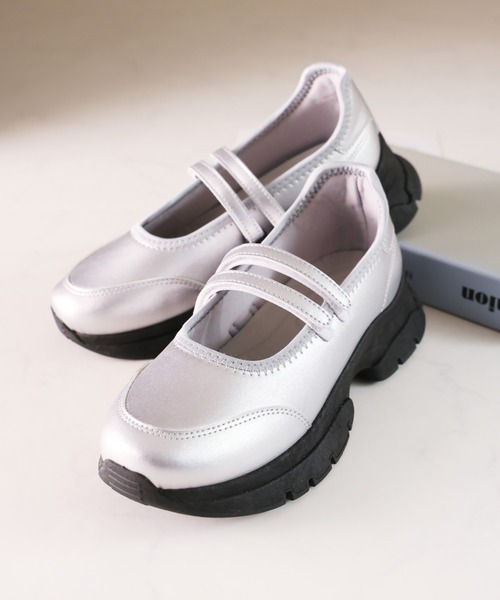 VIVIAN（ヴィヴィアン）の「厚底ダブルストラップスニーカー（ドレスシューズ・レディース・ブラック/シルバー・LL/S/M/L）」の9枚目の写真