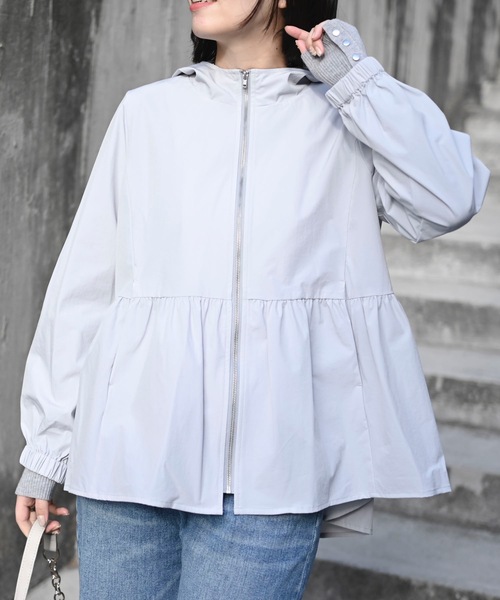 新品タグ付✨️ランバンオンブルー ノーカラーペプラムジャケット ビジュー ベージュ PICCIN PERLA ジャケット ノーカラージャケット パールボタン