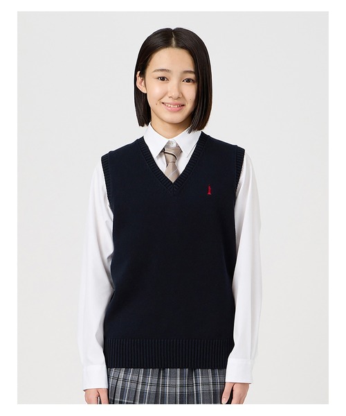 EASTBOY（イーストボーイ）の「ベスト 綿 7G ニット 通学 女子 制服 学生服 中学生 高校生 スクール（ベスト・キッズ・オフホワイト/ライトグレー/ネイビー/ベージュ/ブラック・9号/11号/13号/7号）」の8枚目の写真