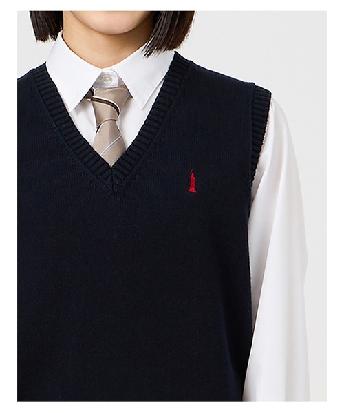 EASTBOY（イーストボーイ）の「ベスト 綿 7G ニット 通学 女子 制服 学生服 中学生 高校生 スクール（ベスト・キッズ・オフホワイト/ライトグレー/ネイビー/ベージュ/ブラック・9号/11号/13号/7号）」の7枚目の写真