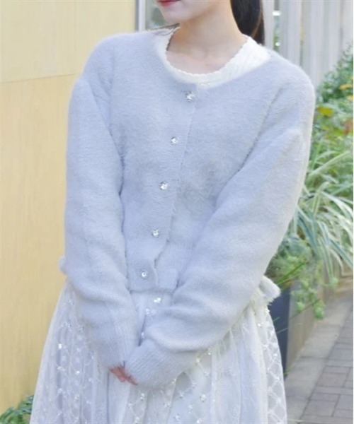 axes femme（アクシーズファム）の「ラメ混ソフトフェザーカーディガン（カーディガン/ボレロ・レディース・ホワイト/ミント/グレー・FREE）」の3枚目の写真