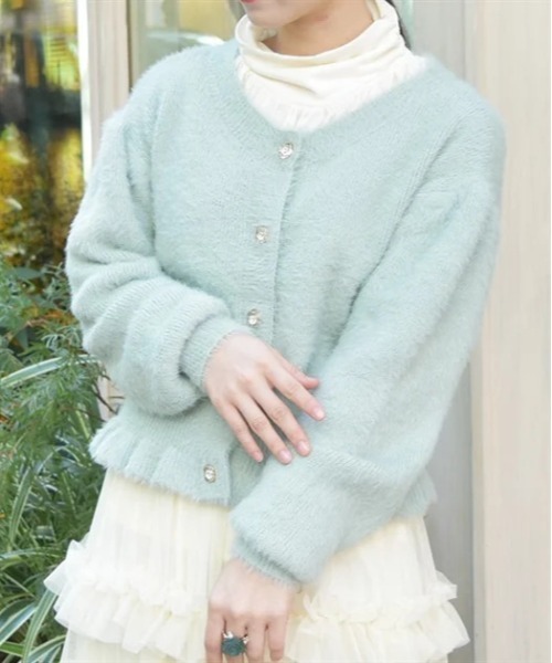 axes femme（アクシーズファム）の「ラメ混ソフトフェザーカーディガン（カーディガン/ボレロ・レディース・ホワイト/ミント/グレー・FREE）」の6枚目の写真