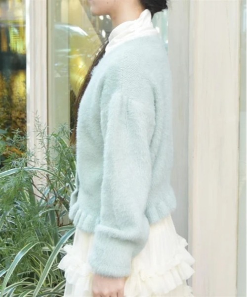 axes femme（アクシーズファム）の「ラメ混ソフトフェザーカーディガン（カーディガン/ボレロ・レディース・ホワイト/ミント/グレー・FREE）」の5枚目の写真