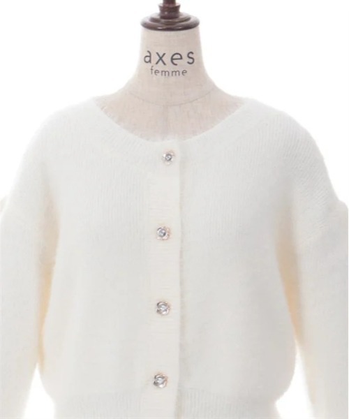 axes femme（アクシーズファム）の「ラメ混ソフトフェザーカーディガン（カーディガン/ボレロ・レディース・ホワイト/ミント/グレー・FREE）」の11枚目の写真