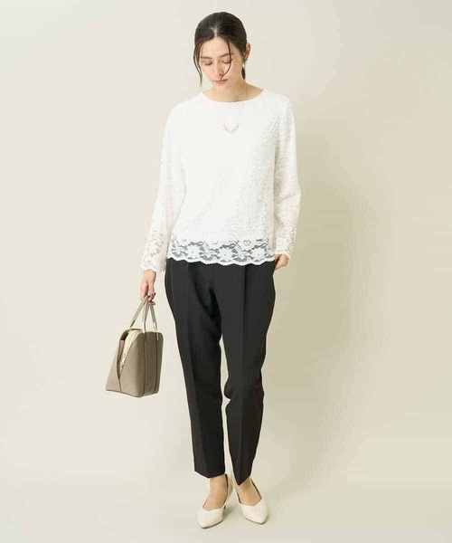 a.v.v（アーヴェヴェ）の「レーススカラップブラウス（シャツ/ブラウス・レディース・ホワイト/ネイビー・40/38/36/42/34）」の7枚目の写真