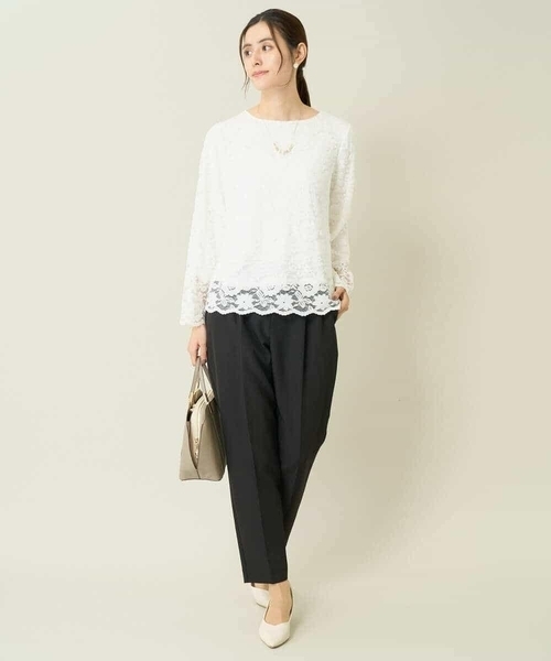 a.v.v（アーヴェヴェ）の「レーススカラップブラウス（シャツ/ブラウス・レディース・ホワイト/ネイビー・40/38/36/42/34）」の8枚目の写真