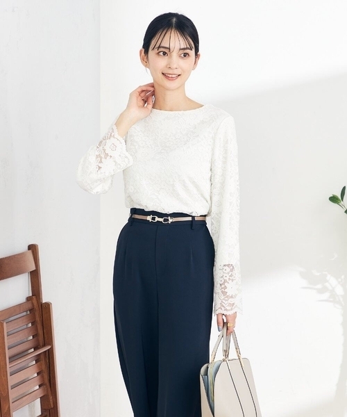 a.v.v（アーヴェヴェ）の「レーススカラップブラウス（シャツ/ブラウス・レディース・ホワイト/ネイビー・40/38/36/42/34）」の12枚目の写真