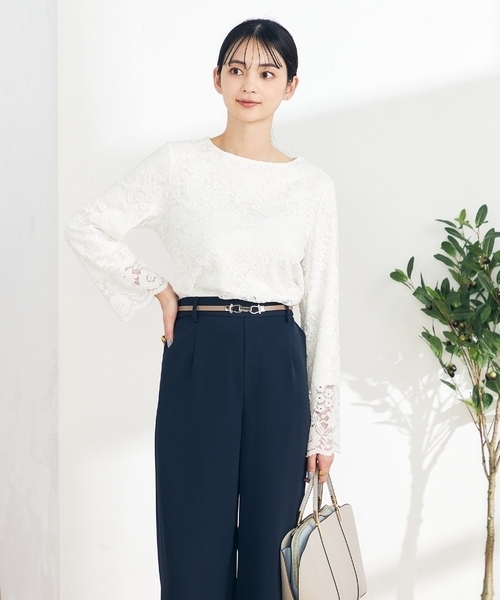 a.v.v（アーヴェヴェ）の「レーススカラップブラウス（シャツ/ブラウス・レディース・ホワイト/ネイビー・40/38/36/42/34）」の13枚目の写真