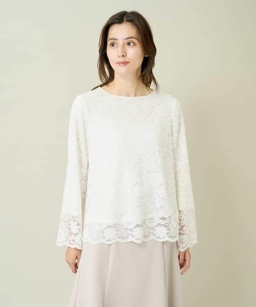 a.v.v（アーヴェヴェ）の「レーススカラップブラウス（シャツ/ブラウス・レディース・ホワイト/ネイビー・40/38/36/42/34）」の18枚目の写真