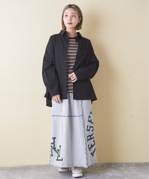 CUBE SUGAR（キューブシュガー）の「ショートスラブフライスボーダータンクトップ（タンクトップ・レディース・カーキ/ベージュ/ブラック/ネイビー系/オレンジ系その他/ブラック系その他・M）」の21枚目の写真