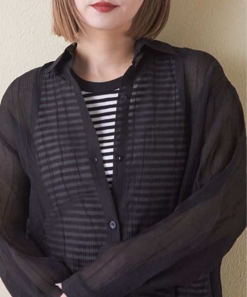 CUBE SUGAR（キューブシュガー）の「ショートスラブフライスボーダータンクトップ（タンクトップ・レディース・カーキ/ベージュ/ブラック/ネイビー系/オレンジ系その他/ブラック系その他・M）」の8枚目の写真