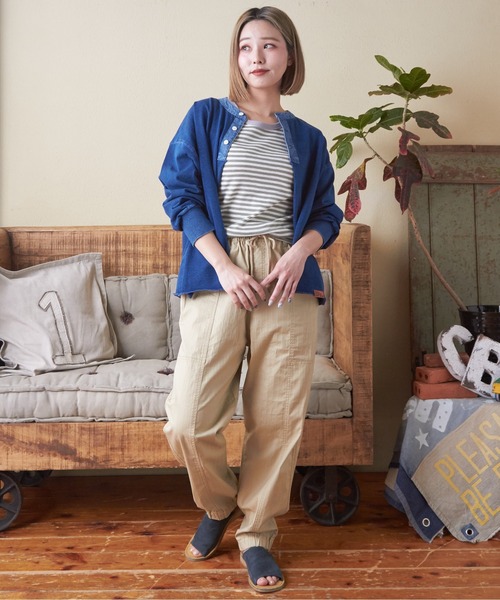 CUBE SUGAR（キューブシュガー）の「ショートスラブフライスボーダータンクトップ（タンクトップ・レディース・カーキ/ベージュ/ブラック/ネイビー系/オレンジ系その他/ブラック系その他・M）」の14枚目の写真