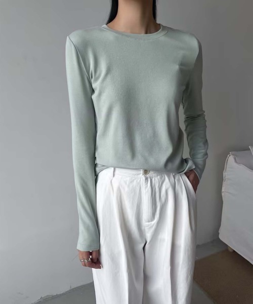 Jasmine Grandiflorum(ジャスミングランディフローラム)の「【Jasmine】長袖Tシャツインナートップス(Tシャツ/カットソー・レディース・ブラック/ダークグレー/イエロー/ホワイト/ライトグレー/ライトグリーン/ピンク・FREE)」の15枚目の写真