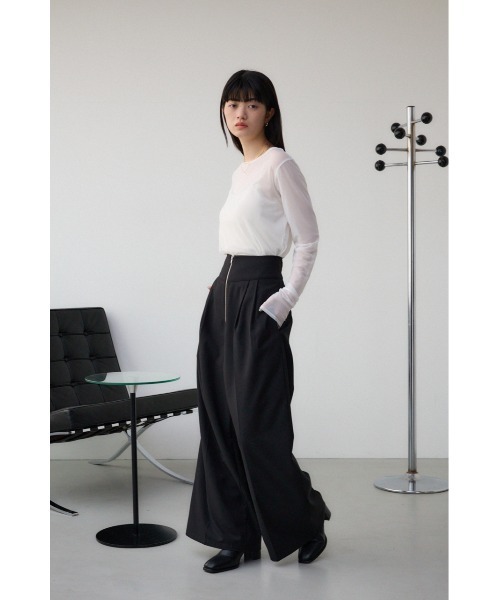 AZUL by moussy(アズールバイマウジー)の「バックスリットシアーロングトップス(Tシャツ/カットソー・レディース・ピンク/ライトグレー/アイボリー/ブラック・FREE)」の19枚目の写真