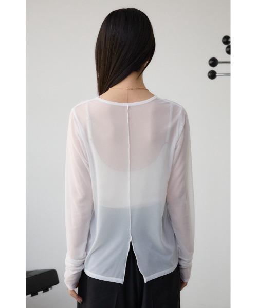 AZUL by moussy(アズールバイマウジー)の「バックスリットシアーロングトップス(Tシャツ/カットソー・レディース・ピンク/ライトグレー/アイボリー/ブラック・FREE)」の22枚目の写真