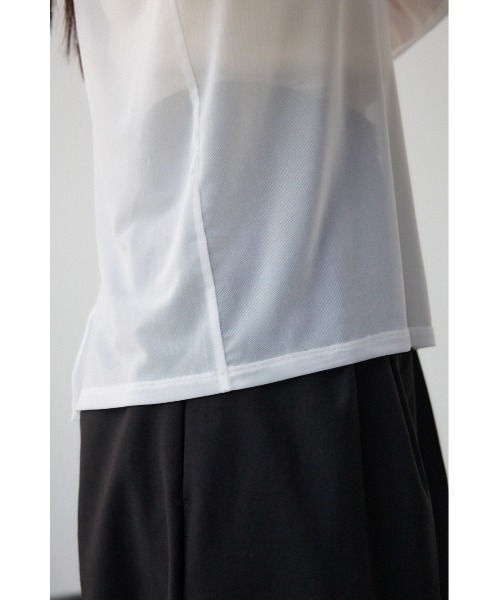 AZUL by moussy(アズールバイマウジー)の「バックスリットシアーロングトップス(Tシャツ/カットソー・レディース・ピンク/ライトグレー/アイボリー/ブラック・FREE)」の14枚目の写真