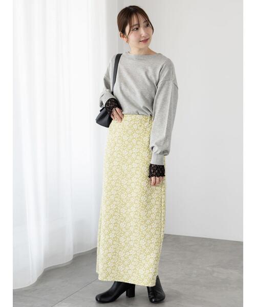 Te chichi TERRASSE(テチチテラス)の「フラワージャカードカットスカート(スカート・レディース・グリーン/ブラック/ベージュ・F)」の14枚目の写真